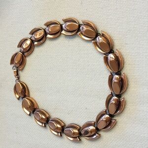 Renoir Copper-Tone Linked Oval Collar Necklace, Vintage
